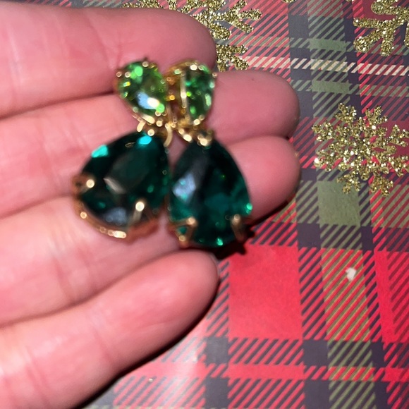 Green Dangle Earrings -Gold Hardware - Picture 2 of 6